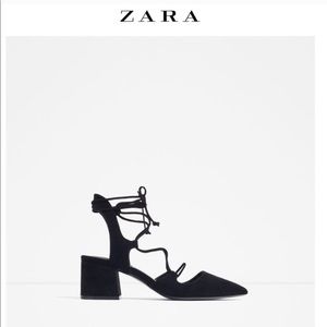 Zara lace up closed toe heels